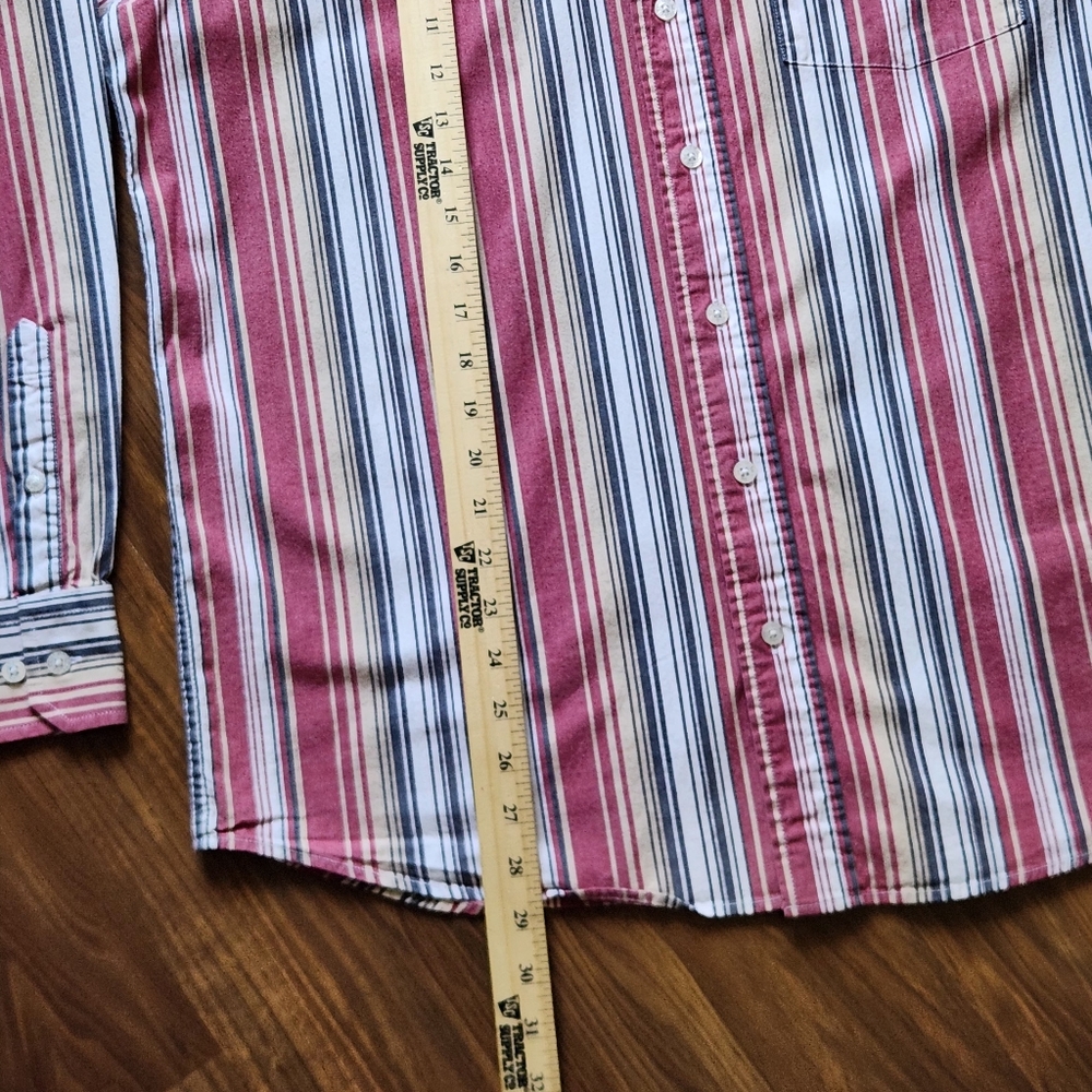 Mens Cinch Large Western Striped Button Down Shirt Red Blue Cowboy Rodeo - Picture 12 of 12